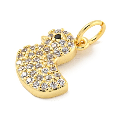 Rack Plating Brass Micro Pave Clear Cubic Zirconia Pendants KK-B093-02D-G-1