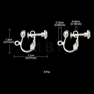 Rack Plated Brass Screw Clip-on Earring Findings KK-YW0001-10S-1