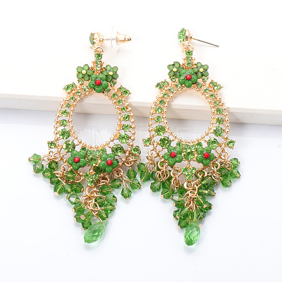 Oval Alloy Rhinestone Chandelier Earrings FS-WG8D144-02-1