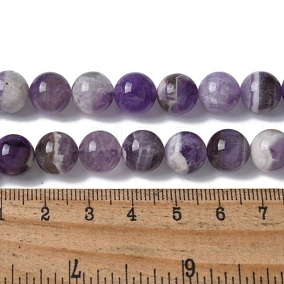 Faceted Round Natural Chevron Amethyst Bead Strands G-S380-01B-1