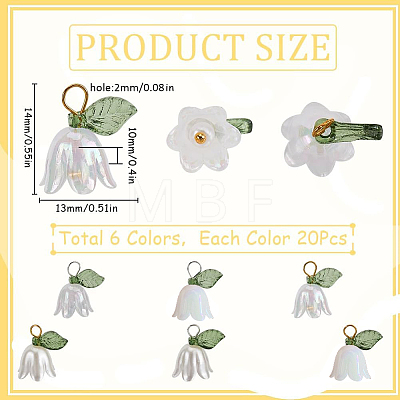20 Sets White Lily Flower Charms & Flora Leaves Beads FIND-SC0010-77-1