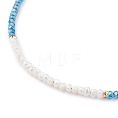 Natural Pearl & Faceted Glass Beaded Necklace for Teen Girl Women NJEW-JN03737-1