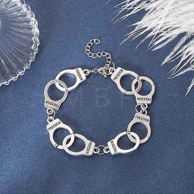 Tibetan Style Alloy Handcuff with Freedom Link Chain Necklaces for Men Women BJEW-JB09341-1