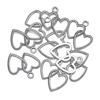 Antique Silver Plated Tibetan Style Zinc Alloy Heart to Heart Pendants X-A0943Y-1