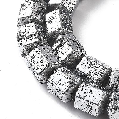 Electroplated Natural Lava Rock Beads Strands G-A251-A01-01B-1