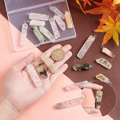 20Pcs Natural Mixed Quartz Pendants FIND-HY0001-27-1