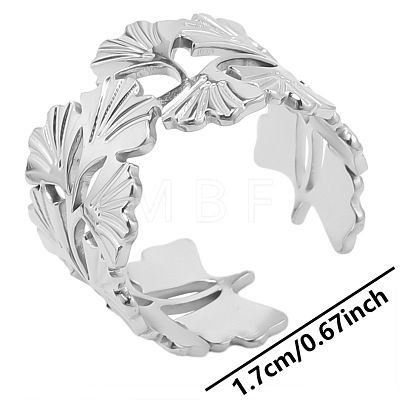 Non-Tarnish Minimalist Leaf 304 Stainless Steel Cuff Rings BG0526-1-1