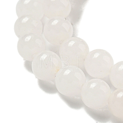 Round Natural White Jade Beaded Wrap Bracelets BJEW-M315-07-1