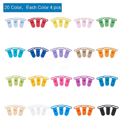 80Pcs 20 Colors Eco-Friendly Plastic Baby Pacifier Holder Clip KY-PH0007-03-1