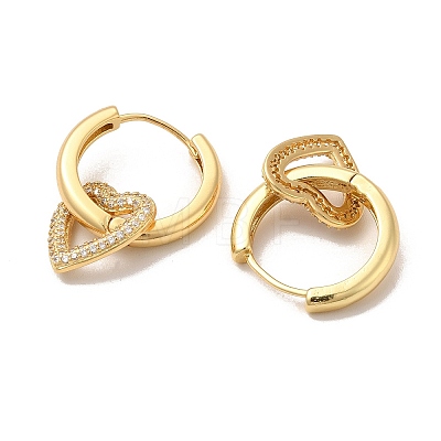 Heart Rack Plating Brass Micro Pave Cubic Zirconia Hoop Earring EJEW-C057-05G-1