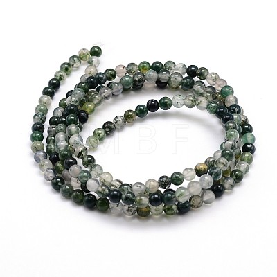Natural Moss Agate Round Bead Strands G-J303-07-4mm-1