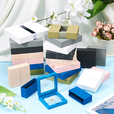3 Bags 3 Styles Square Transparent PE Thin Film Suspension Jewelry Display Box CON-TA0001-38A-1