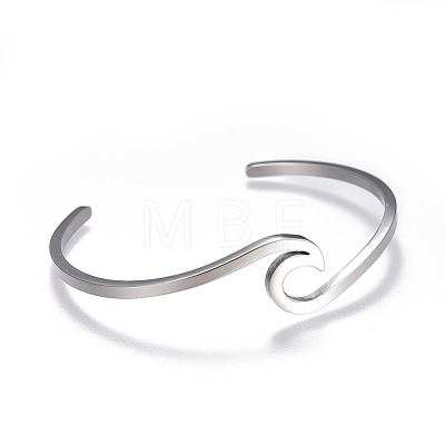 Tarnish Resistant 304 Stainless Steel Cuff Bangles BJEW-G611-01P-1