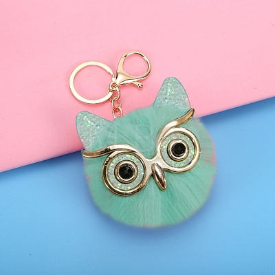 Owl Furry Pom-Pom Keychain for Women PW-WG49E57-17-1