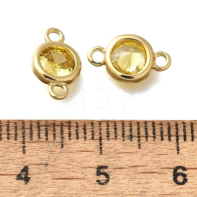 Brass Cubic Zirconia Connector Charms KK-Q043-24G-1