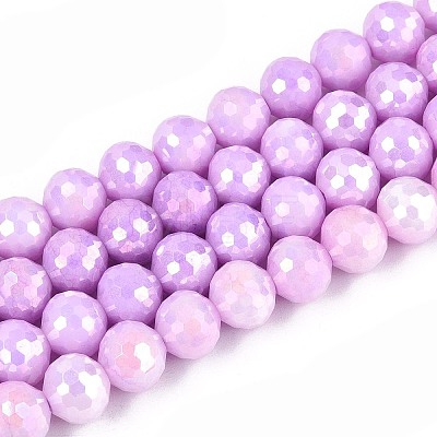 Anti-Tarnish Electroplate Glass Beads Strands GLAA-N056-8mm-03-1