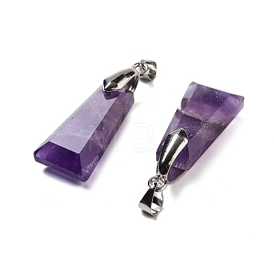 Natural Amethyst Faceted Pendants G-F774-02C-1