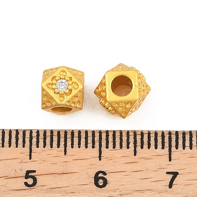 Brass Pave Cubic Zirconia Beads KK-A292-07MG-02-1