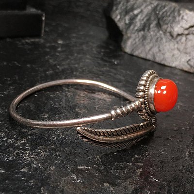 Natural Agate Beaded Cuff Bangles BJEW-C146-02-1