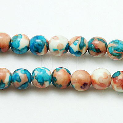 Synthetic Ocean White Jade Beads Strands G-E009-8mm-M-1