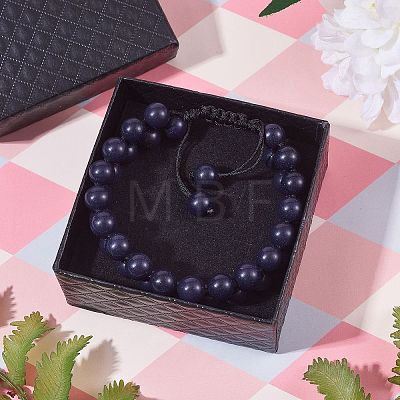 Synthetic Blue Goldstone Braided Bead Bracelet BJEW-SW00001-12-1