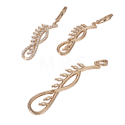 Golden Plated Brass Rhinestone Dangle Earrings &Pendant Sets SJEW-L191-01A-1