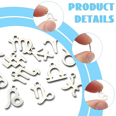 12Pcs 12 Styles 304 Stainless Steel Constellation Pendants STAS-FS0002-34-1