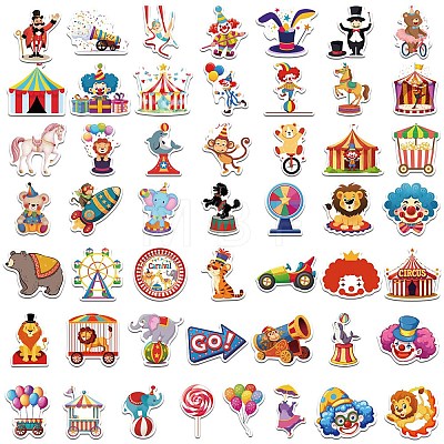 50Pcs Circus Theme PVC Waterproof Stickers STIC-Z001-01-1