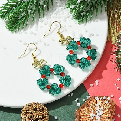 Christmas Theme Imitation Austrian Crystal Dangle Earrings EJEW-TA00468-1