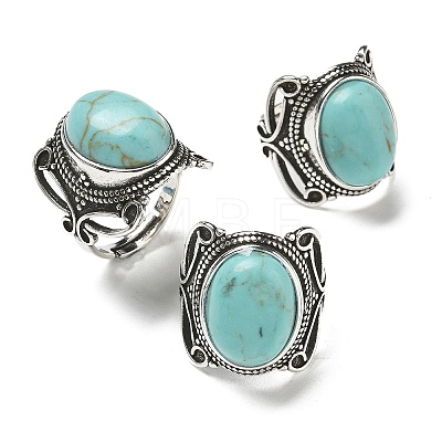 Synthetic Turquoise Adjustable Rings RJEW-I108-02AS-10-1