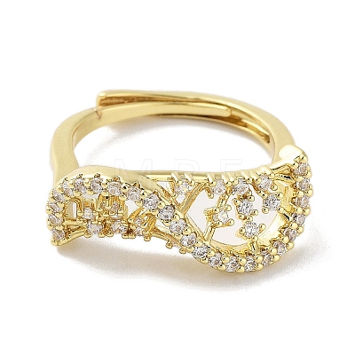Rack Plating Brass Micro Pave Cubic Zirconia Adjustable Rings RJEW-D025-15G-1
