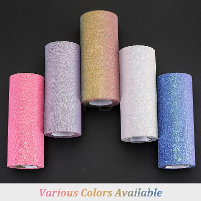 10 Yards Rainbow Color Polyester Tulle Fabric Rolls OCOR-WH0082-136C-1