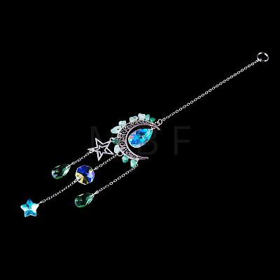 Moon & Star Alloy Hanging Ornaments HJEW-TADJ0023-1