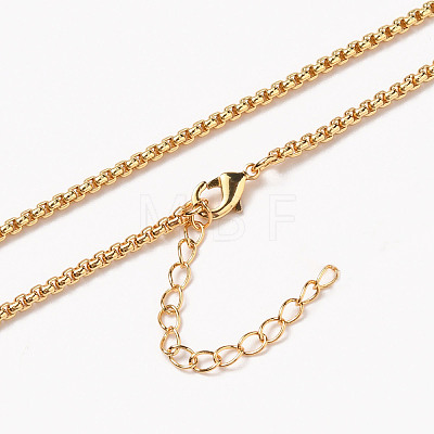Rack Plating Brass Box Chain Necklaces NJEW-H206-03G-01-1