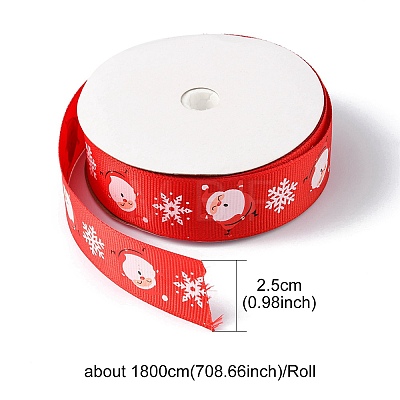 1 Roll Christmas Printed Polyester Grosgrain Ribbons OCOR-YW0001-05C-1