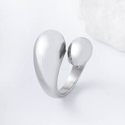 304 Stainless Steel Cuff Open Rings for Women AP0200-1-1