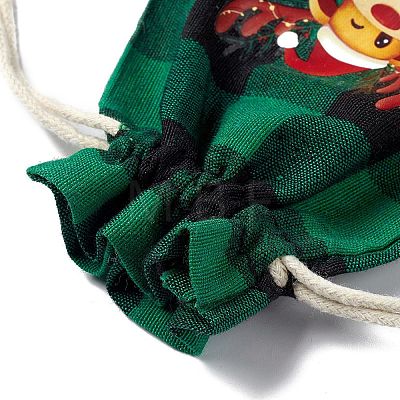 Christmas Theme Rectangle Jute Bags with Jute Cord ABAG-E006-01F-1