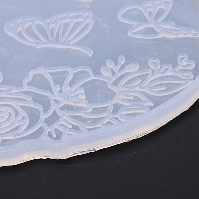Flat Round with Flower & Butterfly Cup Mat Silicone Molds LS-DIY-M034-29-1