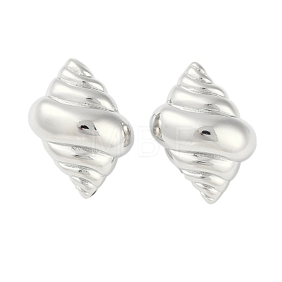 Sea Snail Brass Stud Earrings for Women EJEW-S232-01P-1