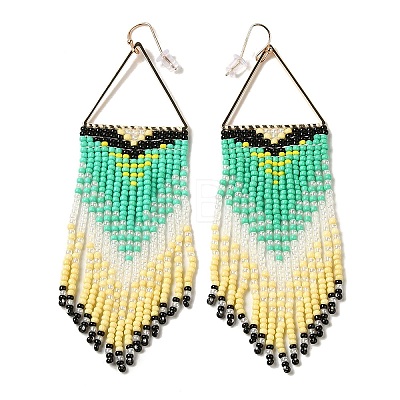 Bohemia Glass Seed Bead Dangle Earrings EJEW-C091-01C-1