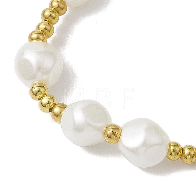 3Pcs 3 Styles 304 Stainless Steel & Resin & ABS Plastic Imitation Pearl Beaded Stretch Bracelet Sets BJEW-JB10874-1