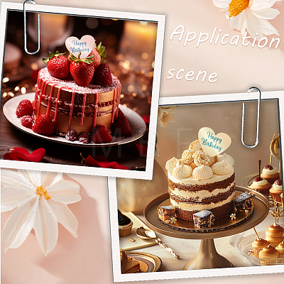 21Pcs 3 Colors Mirror Effect Acrylic Birthday Cupcake Insert Card Decoration AJEW-SP0001-67C-1