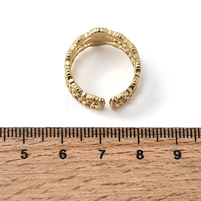 Brass Enamel Evil Eye Open Cuff Rings for Women RJEW-L339-01G-02-1