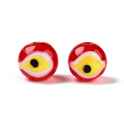 Handmad Evil Eye Round Lampwork Beads LAMP-T021-17C-1