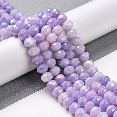 Faceted Electroplated Glass Beads Strands GLAA-C023-02-B07-1