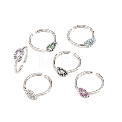 Brass Micro Pave Cubic Zirconia Finger Rings RJEW-C153-01P-1