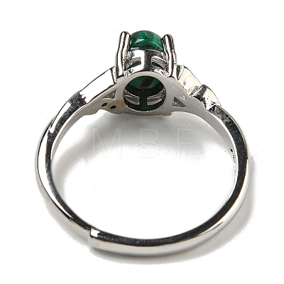 Oval Natural Malachite Adjustable Rings RJEW-Q818-01P-07A-1