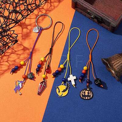 Halloween Synthetic Turquoise & Glass & Polymer Clay & Mobile Straps HJEW-JM01901-1