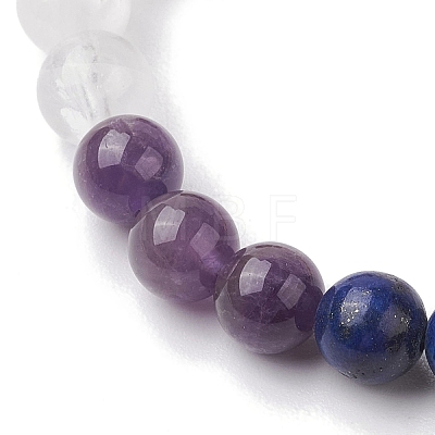 Chakra 8mm Round Natural Quartz Crystal & Amethyst & Lapis Lazuli & Quartz & Green Aventurine & Rose Quartz & Red Jasper BJEW-JB10624-03-1