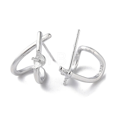 Rhodium Plated 925 Sterling Silver Stud Earring Findings STER-M115-04P-1